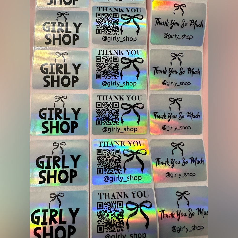 50 ct. Custom Mini Rectangle Silver Holographic Stickers